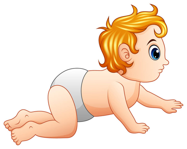 Cartoon little boy crawling - Vektor, kép