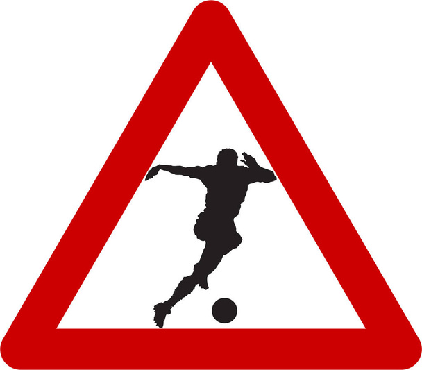 Varoitusmerkki jalkapalloilijalla
 - Valokuva, kuva