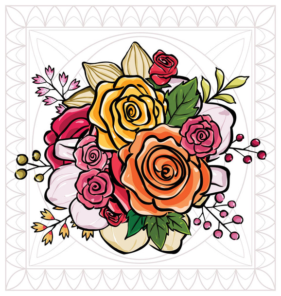 Ramo de flores vector ilustración
 - Vector, imagen