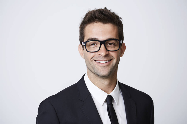 Businessman smiling in glasses - Фото, изображение