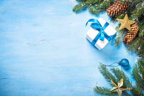 Christmas background on blue. - Photo, Image