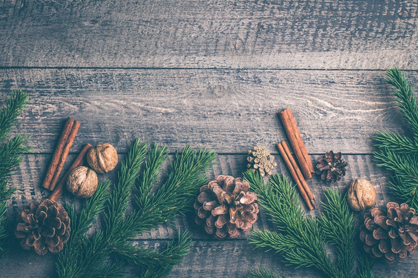 Christmas wooden background - Foto, imagen