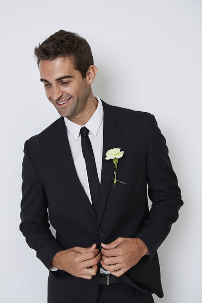 Handsome groom in smart suit - 写真・画像