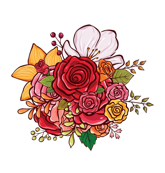 Ramo de flores vector ilustración
 - Vector, imagen
