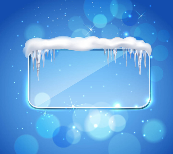 Glass Panel With Icicles Realistic   - ベクター画像