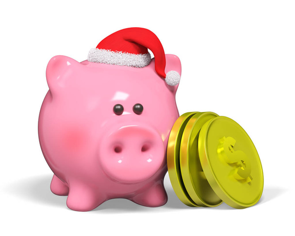 Christmas character piggy bank 3d rendering - Photo, Image