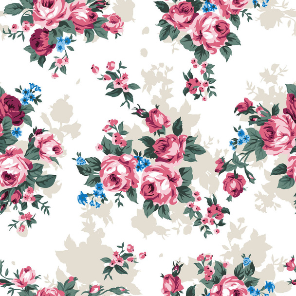 Vintage chintz roses seamless pattern - ベクター画像