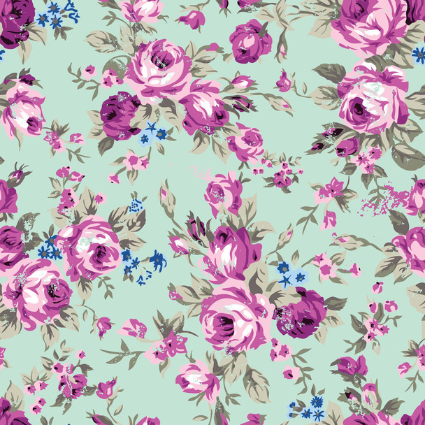 Vintage chintz roses seamless pattern - Vector, Image