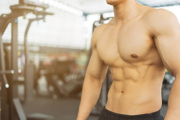 Fitness man showing muscular body in gym, fitness concept, sport concept - Φωτογραφία, εικόνα