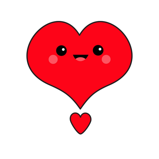 Card template with cartoon red heart - Vecteur, image