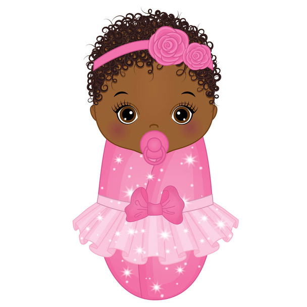 Vektori söpö Afrikkalainen amerikkalainen vauva tyttö pukeutunut prinsessa
 - Vektori, kuva