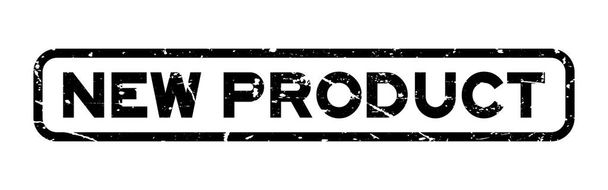 Grunge noir nouveau produit tampon d'étanchéité en caoutchouc carré sur fond blanc
 - Vecteur, image