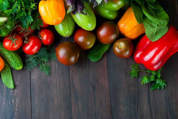  tomatoes,  peppers, cucumber and herbs - Φωτογραφία, εικόνα