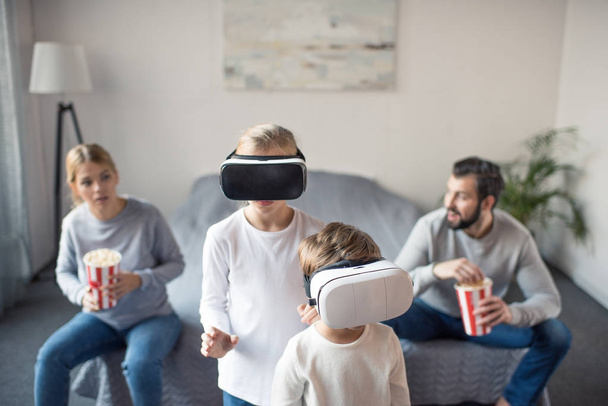 kids in vr headsets at home - Photo, Image