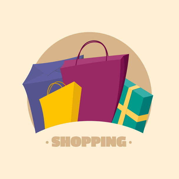 Colorful packages. Shopping Banner template. - ベクター画像