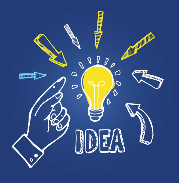 Brainstorm concept. Business and idea flat design. Hand drawn doodle sketch. - Vector, Image