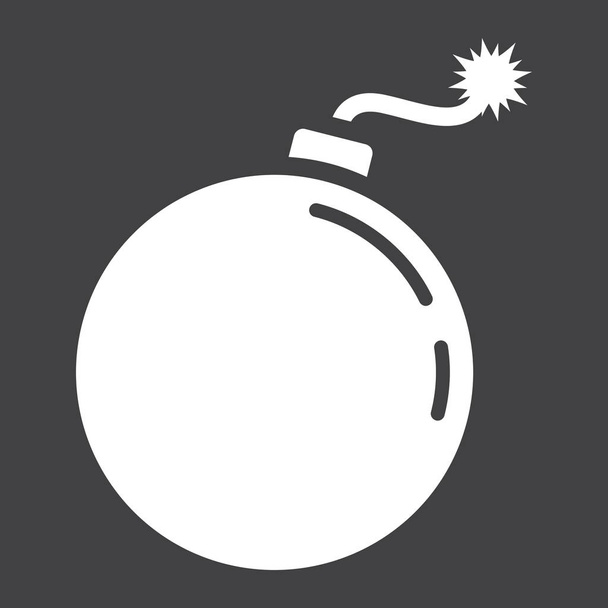 Bomba szilárd ikon, dinamit- és veszély - Vektor, kép