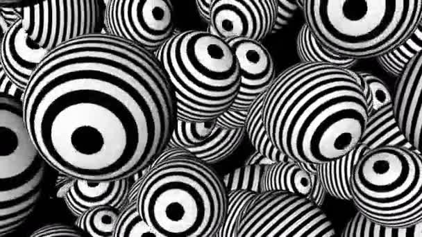abstracte achtergrond met zwart-witte bollen - Video