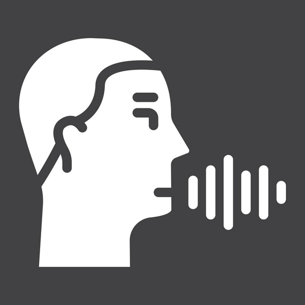 Reconocimiento de voz icono sólido, control de voz
 - Vector, imagen