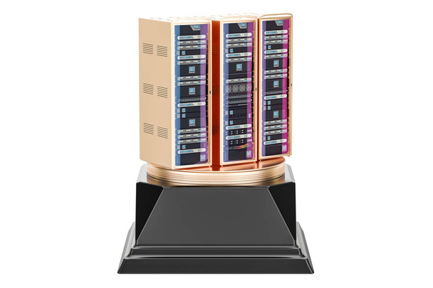 Best hosting provider award, golden server concept. 3D rendering - Foto, Imagen