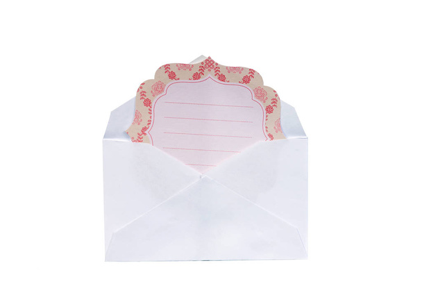 envelope and blank greeting card isolated on white background - Φωτογραφία, εικόνα
