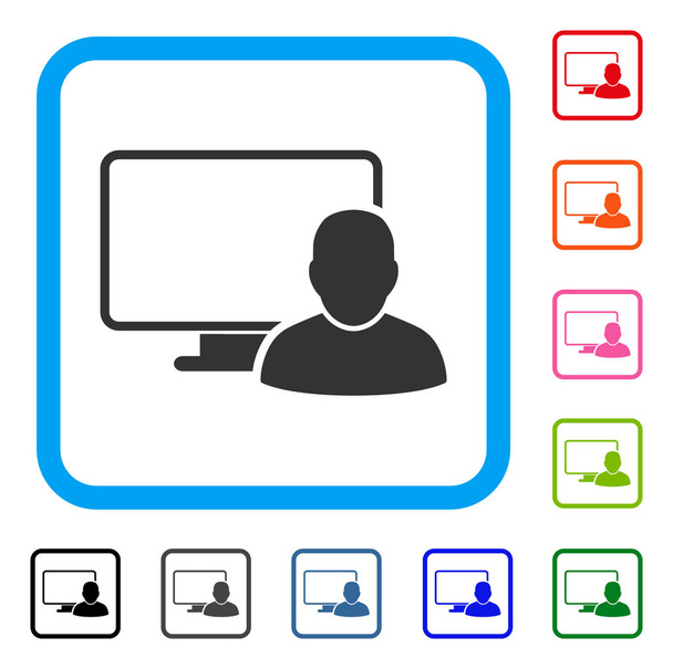 Computer User Framed Icon - Vetor, Imagem