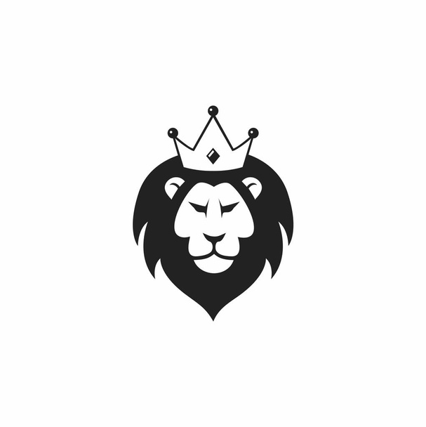 Άγριο λιοντάρι με στέμμα εικονίδιο με το λογότυπο του φορέα σχεδίασης - Διάνυσμα, εικόνα