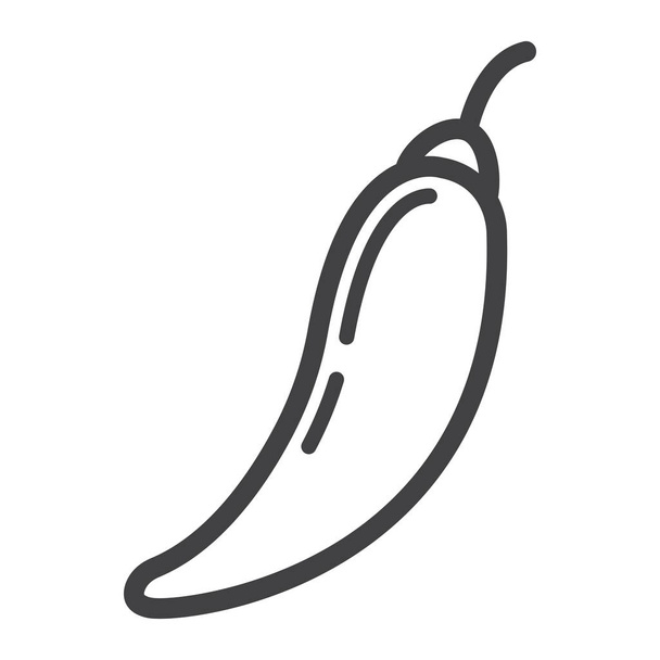 Icono de línea de chile picante, vegetal y mexicano
 - Vector, imagen
