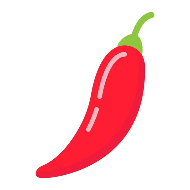 Hot chili peper platte pictogram, plantaardige en Mexicaanse - Vector, afbeelding