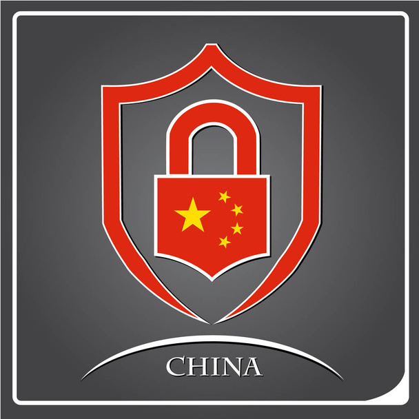 logotipo de bloqueo hecho de la bandera de China
 - Vector, Imagen