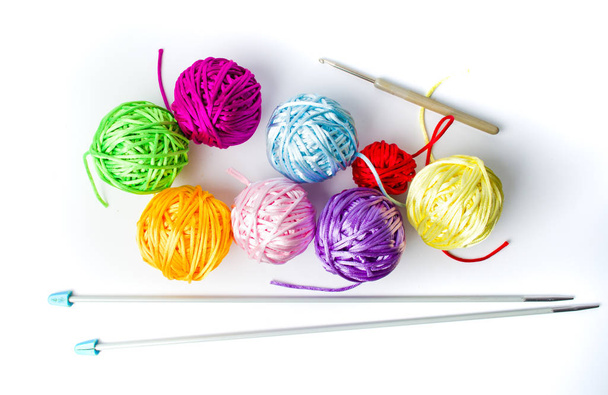 Colorful knitting thread balls - Photo, Image