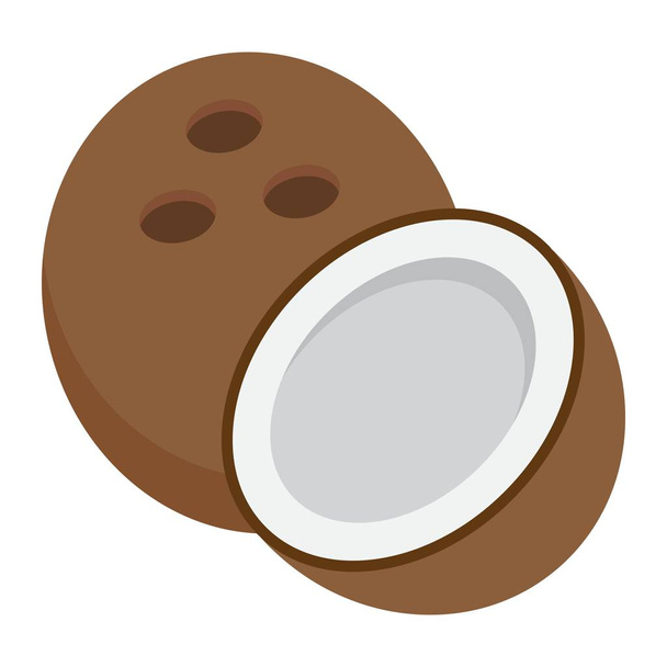 Coconut flat icon, fruit and tropical - Vector, Image