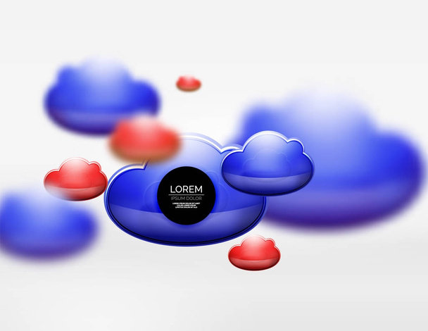 Nuvole realistiche vettoriali 3d nello spazio grigio
 - Vettoriali, immagini