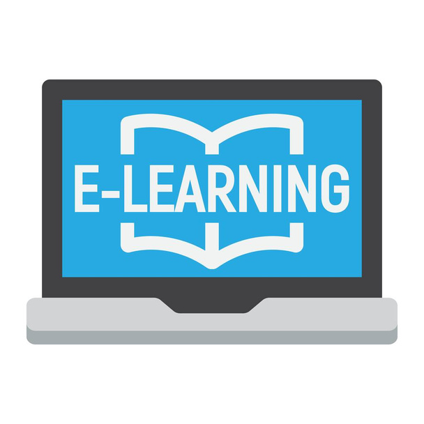 Επίπεδη εικονίδιο E μάθηση, εκπαίδευση και σε απευθείας σύνδεση - Διάνυσμα, εικόνα