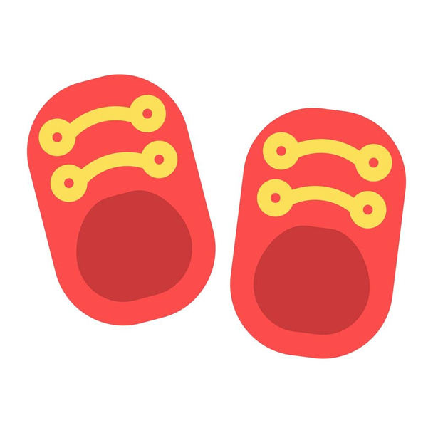 Zapatos de bebé icono plano, calzado y moda
 - Vector, Imagen