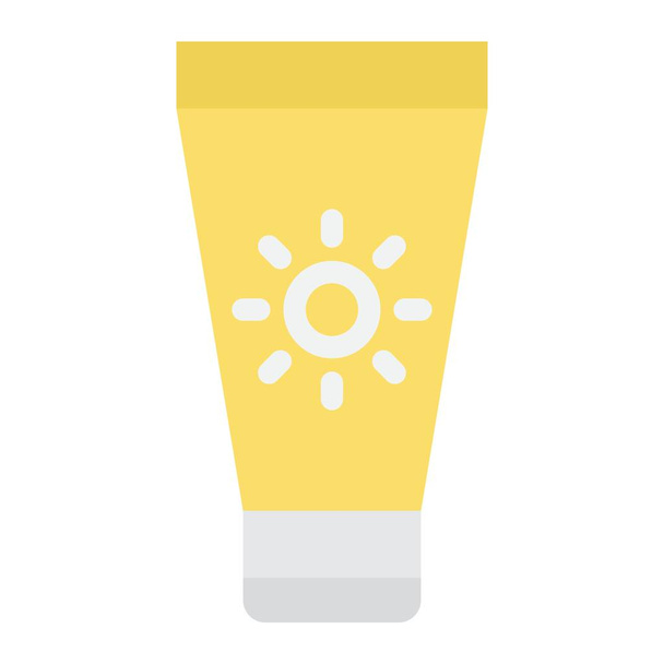 Zonnebrandcrème platte icoon-, gezondheid- en toerisme - Vector, afbeelding
