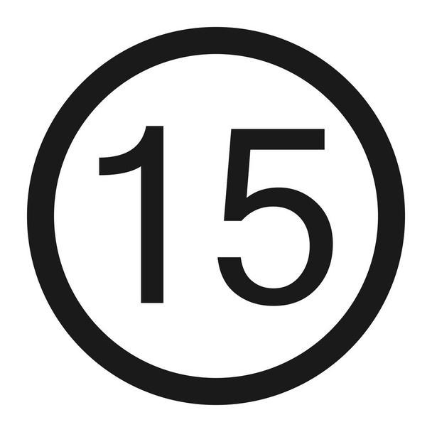 Maximum speed limit 15 sign line icon - Vector, Image