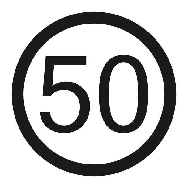 Maximum speed limit 50 line icon - Vector, Image