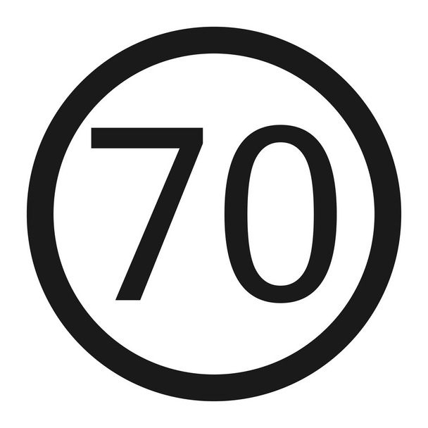 Maximum speed limit 70 sign line icon - Vector, Image