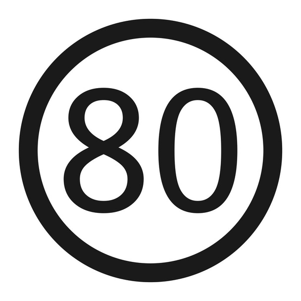 Tempo-80-Schilder-Symbol - Vektor, Bild