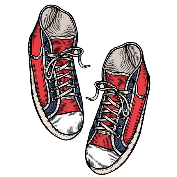 piros sport cipők - Vektor, kép