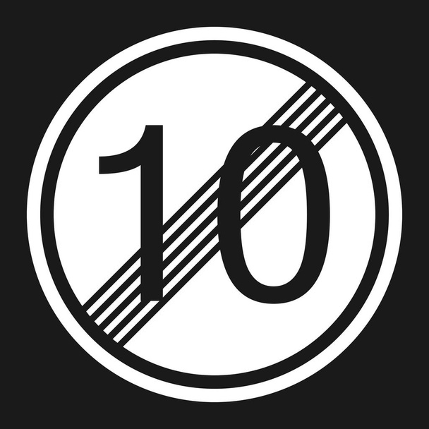 End maximum speed limit 10 sign flat icon - Vector, Image