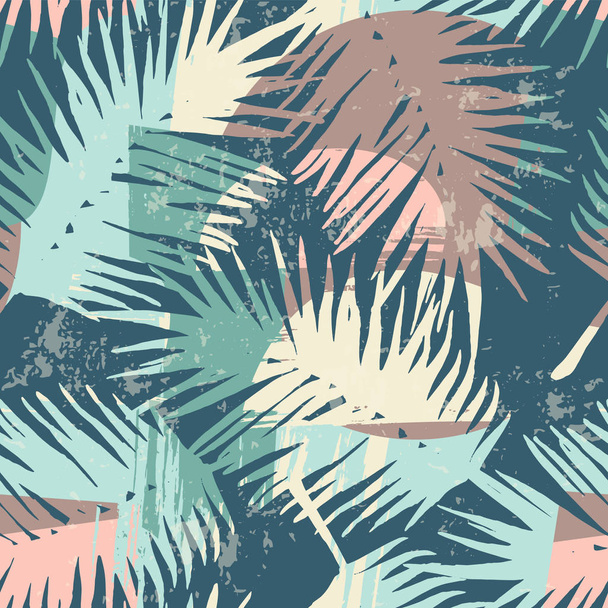 Seamless exotic pattern with tropical plants and artistic background. - Вектор,изображение