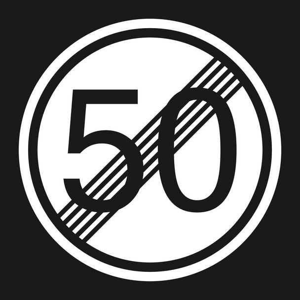 Limite máximo de velocidade final 50 sinal de ícone plano
 - Vetor, Imagem