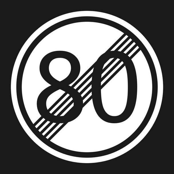 Limite máximo de velocidade final ícone plano de sinal 80
 - Vetor, Imagem