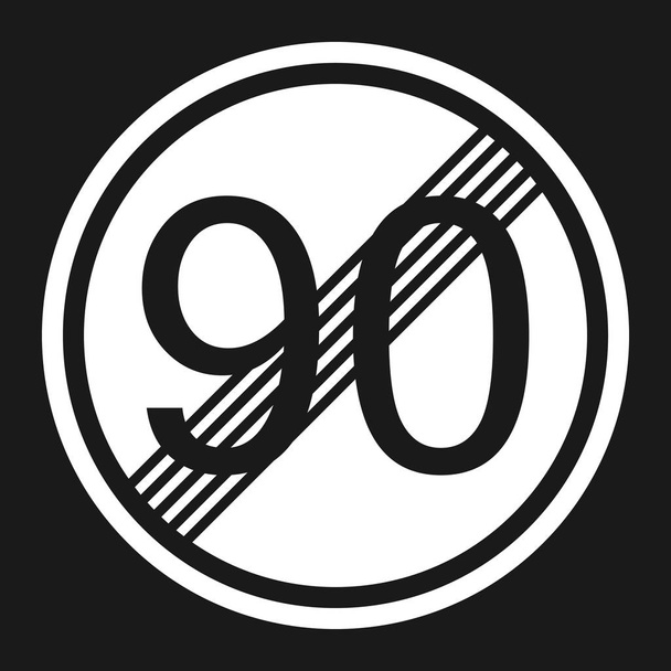Final límite de velocidad máxima 90 signo icono plano
 - Vector, Imagen