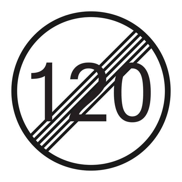 End maximum speed limit 120 sign line icon - Vector, Image