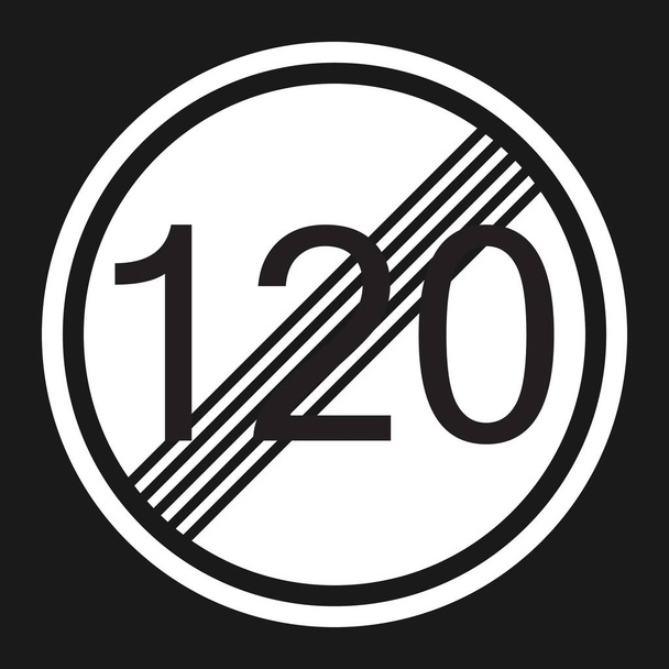 End maximum speed limit 120 sign flat icon - Vector, Image