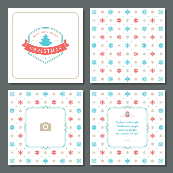 Christmas greeting card vector design and pattern background - Vecteur, image