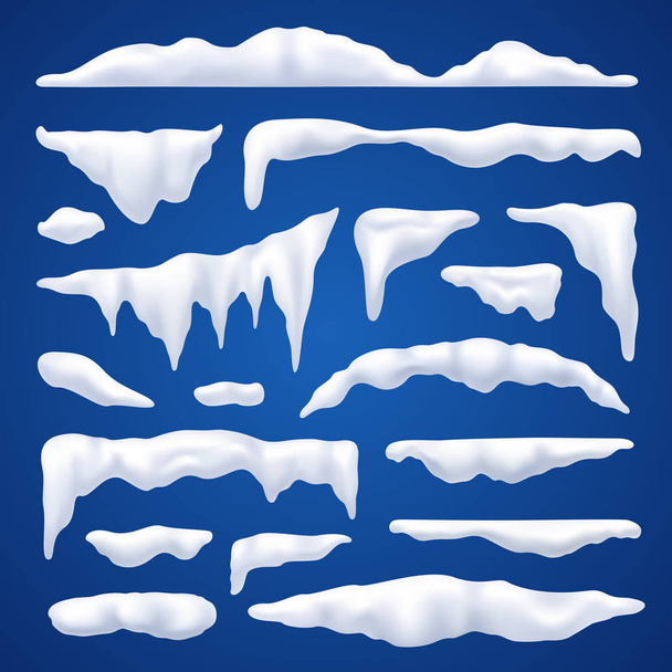 Ακρωτήρια χιόνι και σωρούς χειμώνα σετ - Διάνυσμα, εικόνα